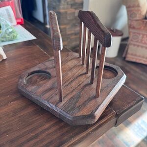 Vintage Wooden Napkin Holder with Salt and Pepper Holders farmhouse